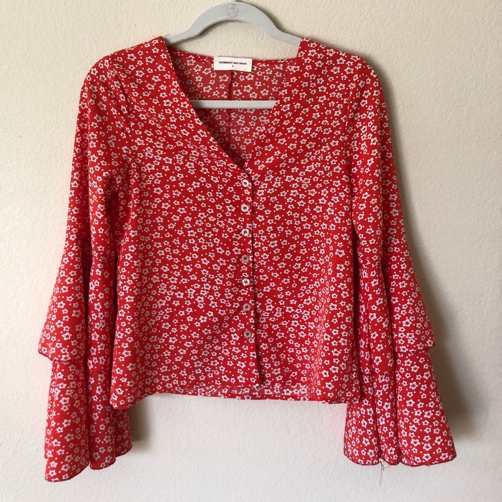Red Floral Blouse